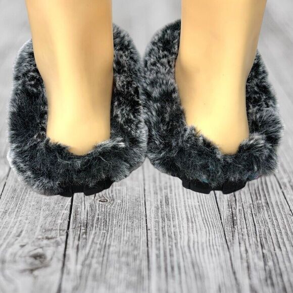 Jessica Simpson Black Fabric Faux Fur Super Soft Mule Slippers Womens Size 6-7 - Picture 6 of 11